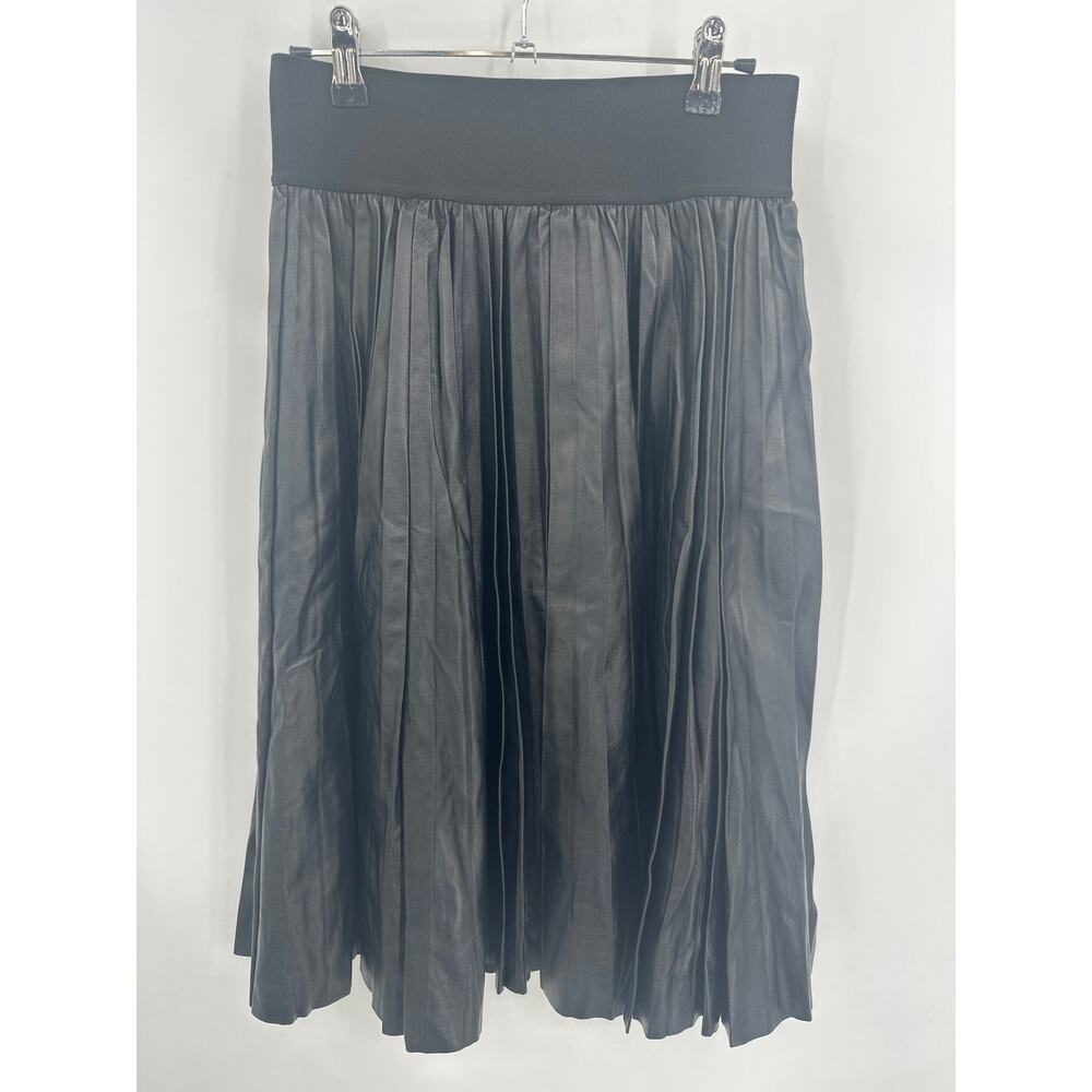 MARNI Black Lambskin Leather Pleated Midi Skirt Size 40/ US Medium or 4 NWT